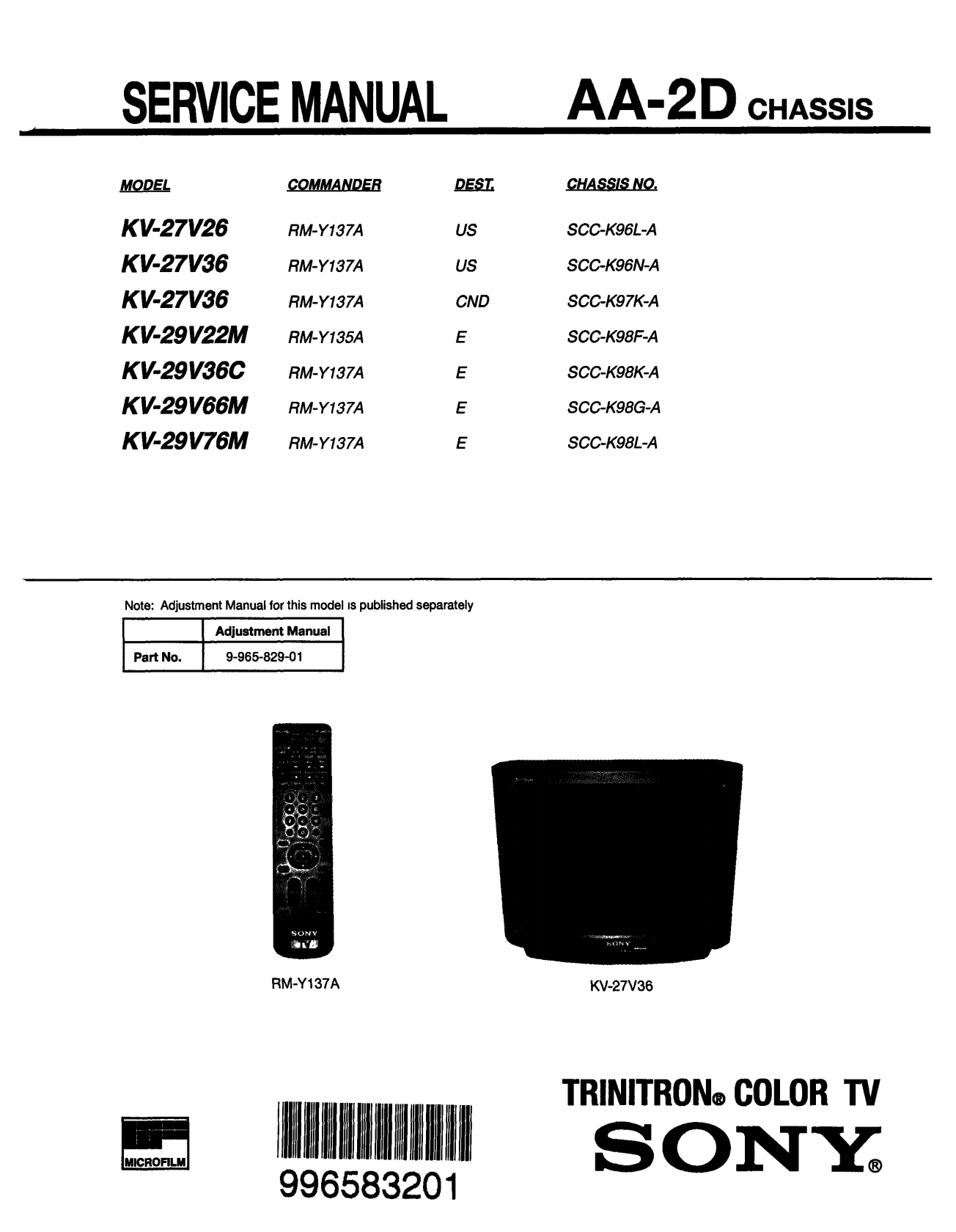 Sony-KV-27V26--KV-27V36--KV-29V22M--KV-29V36C--KV-29V66M--KV-29V76M-Trinitron-Colour-TV-Service-Manual Sony-KV-27V26--KV-27V36--KV-29V22M--KV-29V36C--KV-29V66M--KV-29V76M-Trinitron-Colour-TV-Service-Manual